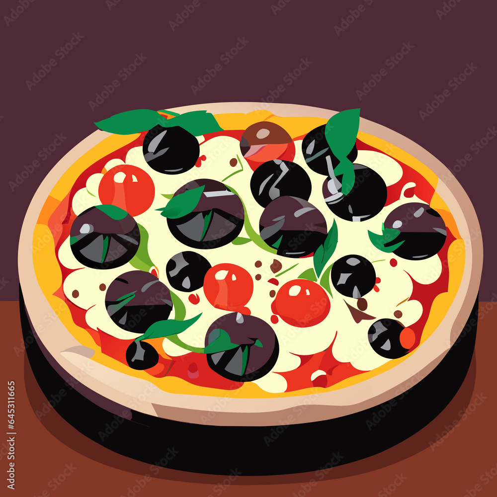 Pizza with olives and mozzarella. Pizza with olives and mozzarella.