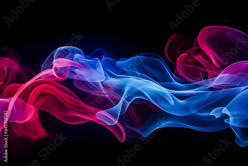 neon blue and pink a smoke in the on a dark isolated background. Background from the smoke of vape.Generate Ai