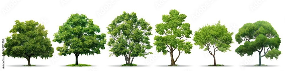 Whispers of woods. Botanical symphony. Nature diversity. Trees in summer splendor. Botanical elegance. Leaves branches and life. Tree on white background isolated Whispers of woods. Botanical symphony. Nature diversity. Trees in summer splendor. Botanical elegance. Leaves branches and life. Tree on white background isolated