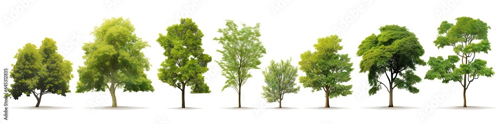 Whispers of woods. Botanical symphony. Nature diversity. Trees in summer splendor. Botanical elegance. Leaves branches and life. Tree on white background isolated Whispers of woods. Botanical symphony. Nature diversity. Trees in summer splendor. Botanical elegance. Leaves branches and life. Tree on white background isolated