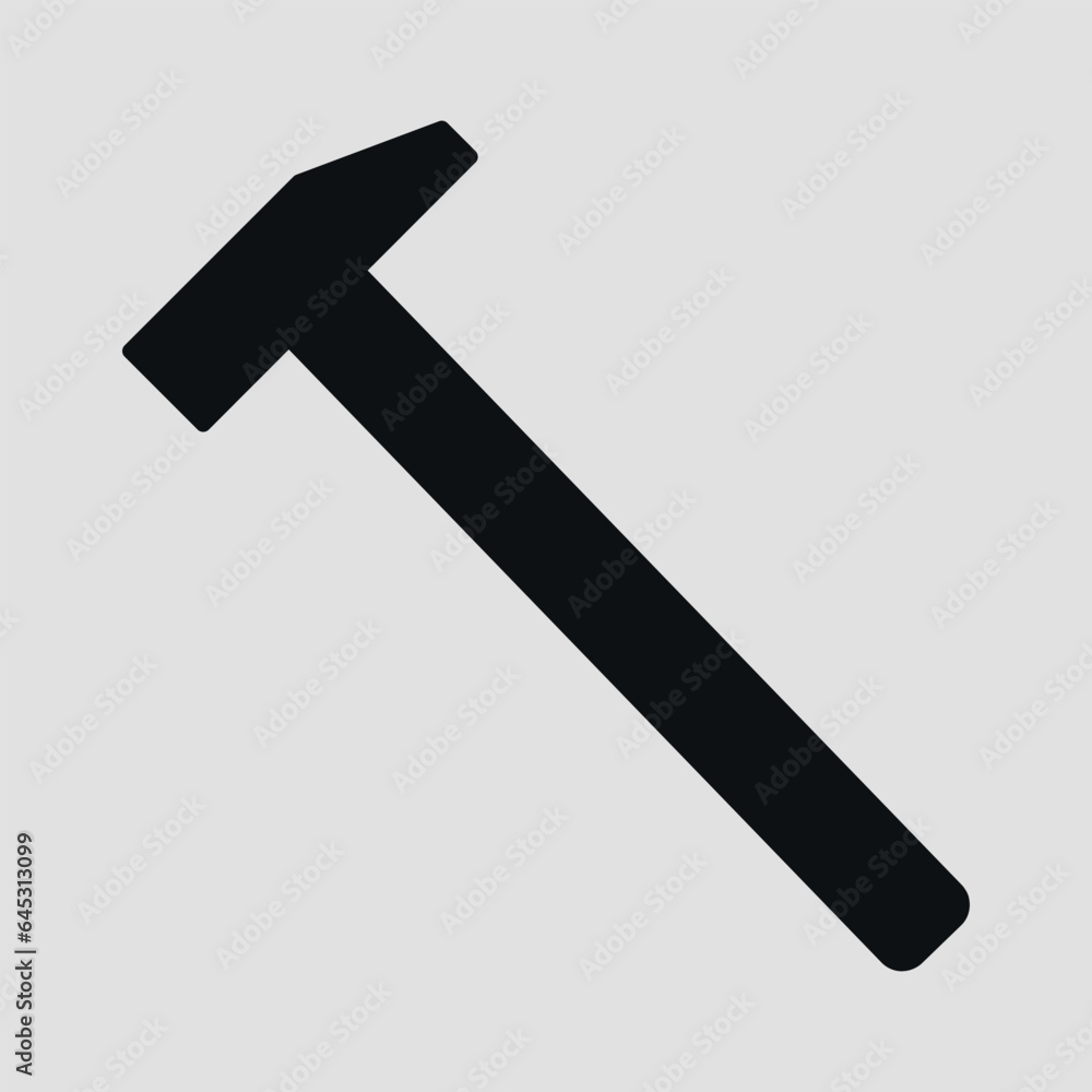 Silhouette of a hammer. Vector on gray background. Silhouette of a hammer. Vector on gray background.