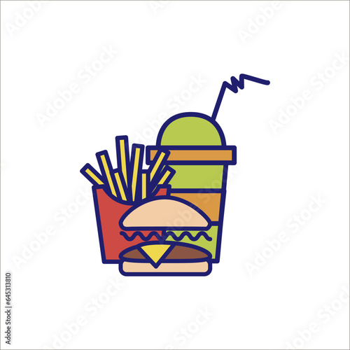 Linear illustration of fastfood. Vector line style icon. photo