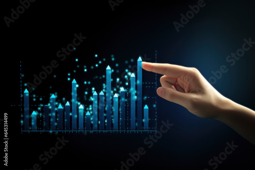 A digital graph in the hands of a businessman, depicting financial growth and strategy. Navigate the path to business success concept,banner