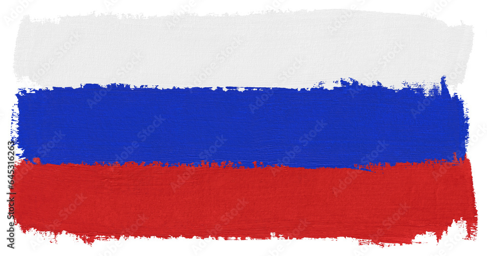 Naklejka premium Flag of Russia paint brush stroke texture isolated on transparent background