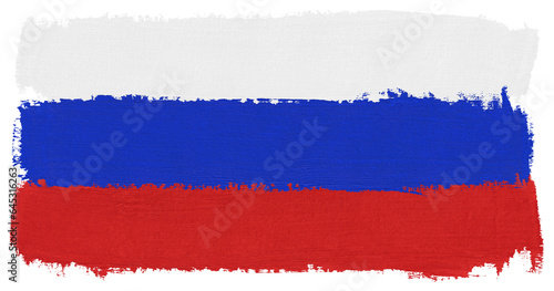 Flag of Russia paint brush stroke texture isolated on transparent background