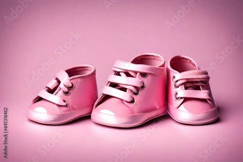 baby shoes on pink