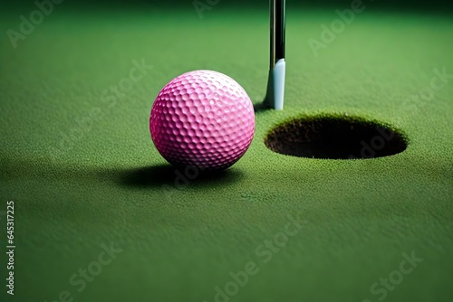 pink golf ball on the green