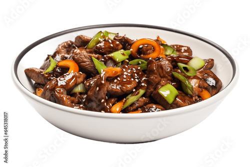 Beef with Black Bean Sauce on Transparent Background. Generative Ai.