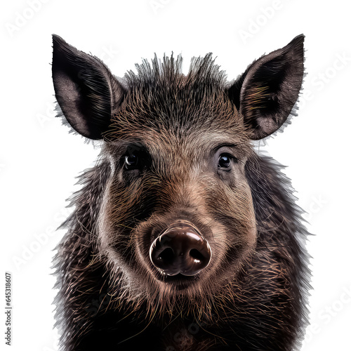 boar pig portrait on white background.