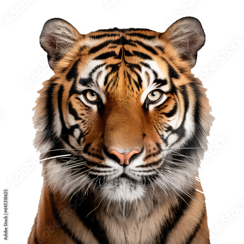portrait of tiger on white background.