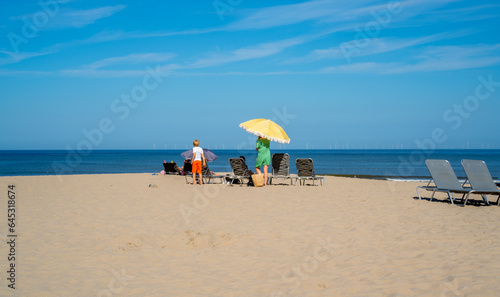 People on the beach in Scheveningen, Netherlands
