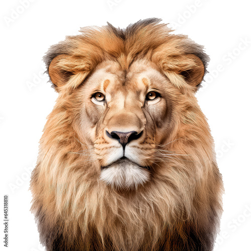 portrait of lion pn white background.