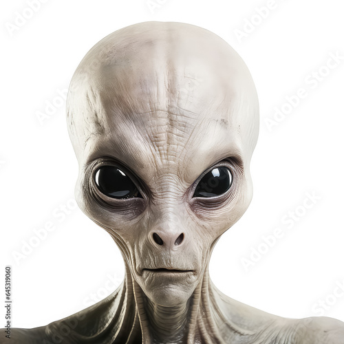 Portrait of an alien male on a white background.