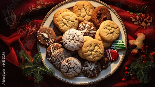 Freshly baked Christmas cookies laid out on a platter, showcasing holiday treats.