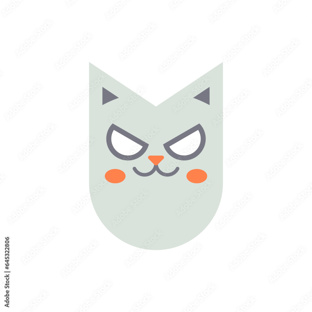 Creepy cat head Halloween feline character with spooky face expression icon vector flat Creepy cat head Halloween feline character with spooky face expression icon vector flat