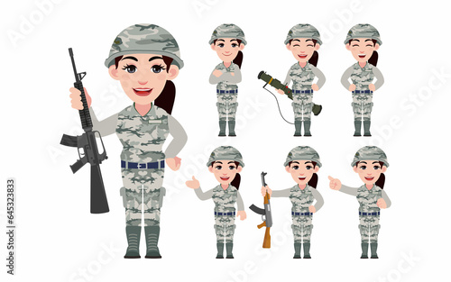 Set of soldier with different poses