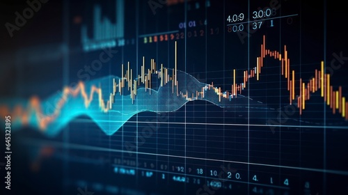 Graph of the stock market and trading activity.