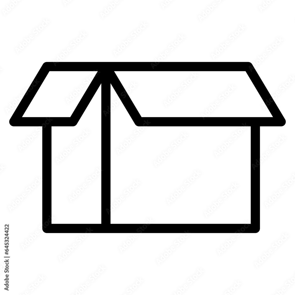 Box icon. Empty open shipping box or unboxing line art Box icon. Empty open shipping box or unboxing line art