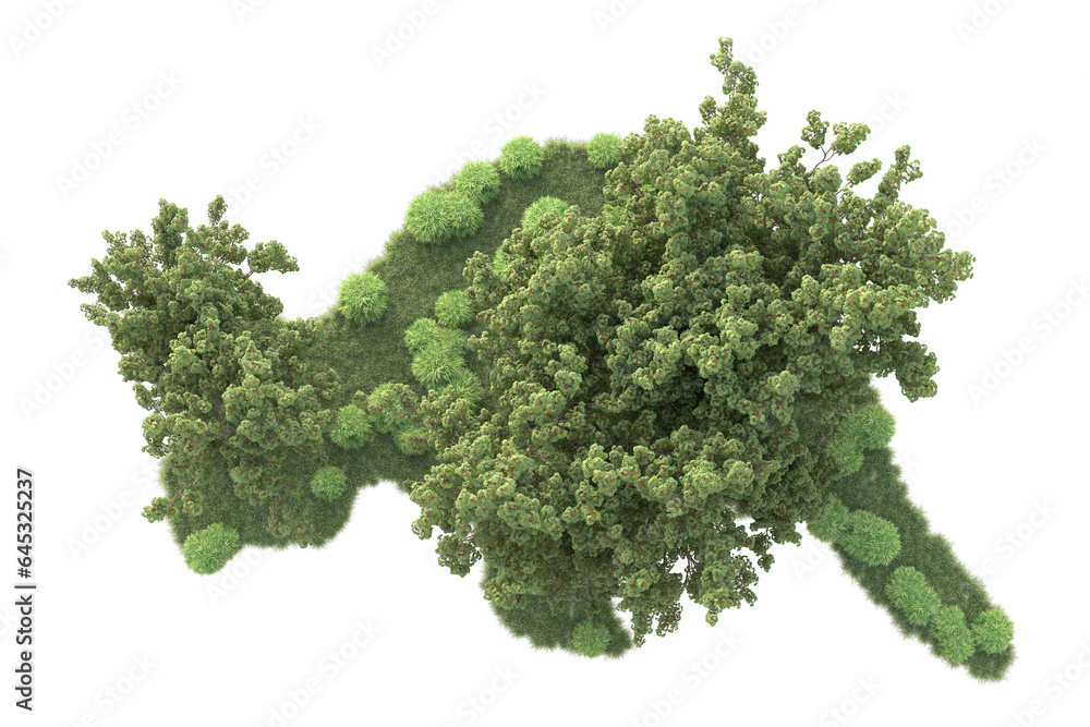 Realistic forest isolated on transparent background. 3d rendering - illustration Realistic forest isolated on transparent background. 3d rendering - illustration