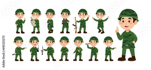 Set of soldier with different poses