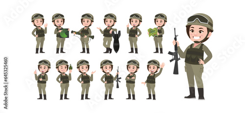 Set of soldier with different poses