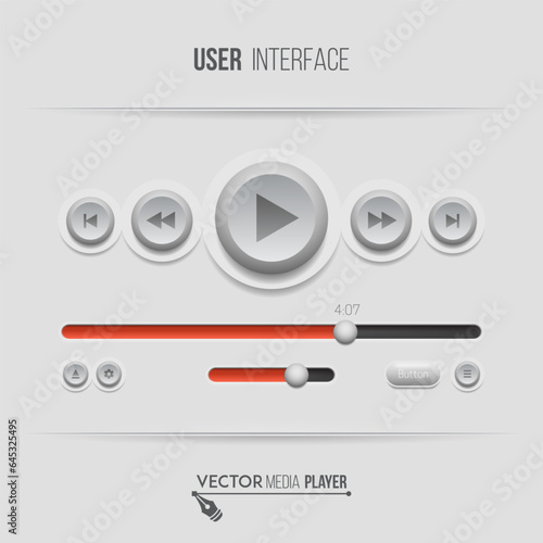 Web UI elements design. Buttons, sliders and switches. User interface. Vector illustration.
