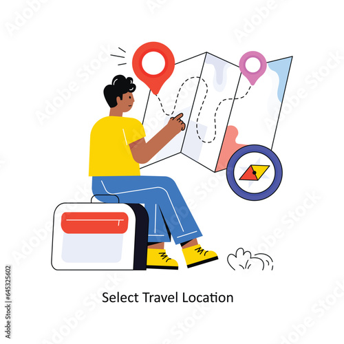 Select Travel Location Flat Style Design Vector illustration. Stock illustration