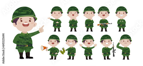 Set of soldier with different poses