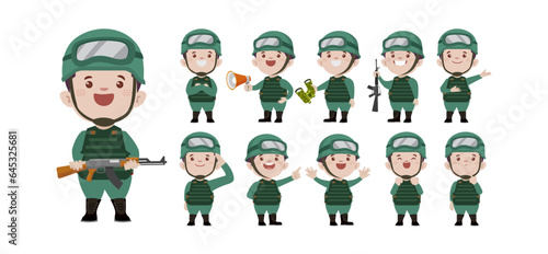 Set of soldier with different poses