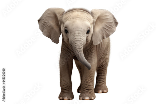 Adorable baby elephant with wrinkled skin isolated on a transparacy background