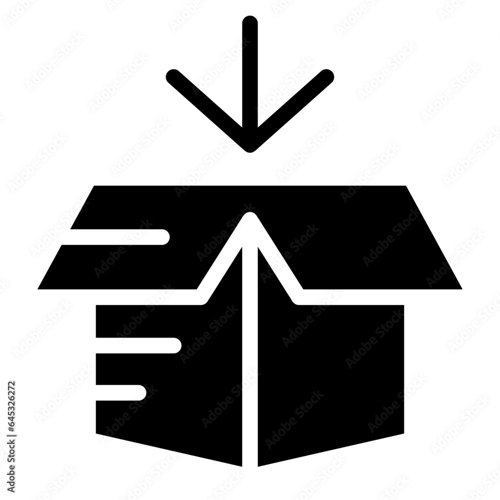 Box icon. Empty open shipping box or unboxing line art Box icon. Empty open shipping box or unboxing line art