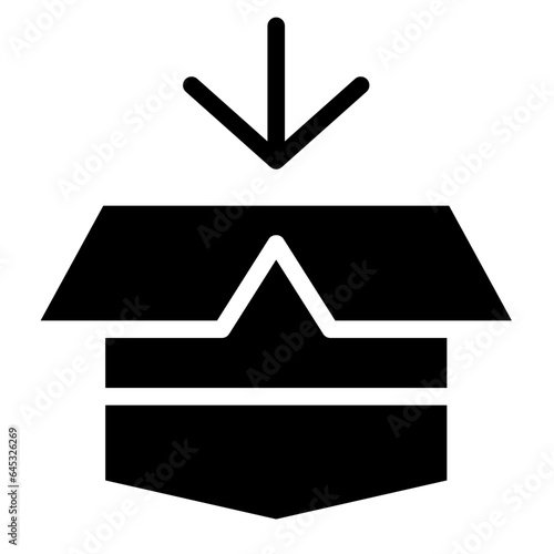 Box icon. Empty open shipping box or unboxing line art
