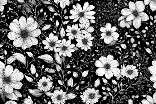 black and white flowers background