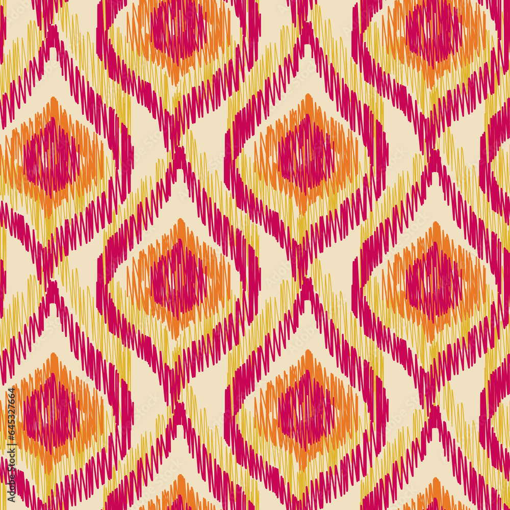 Ethnic abstract Seamless ikat pattern in tribal, folk embroidery, and Asia style. Aztec geometric art ornament print. Design for carpet, wallpaper, clothing, wrapping, fabric, cover, Ethnic pattern 
