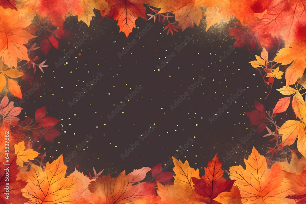 autumn leaves background with copy space