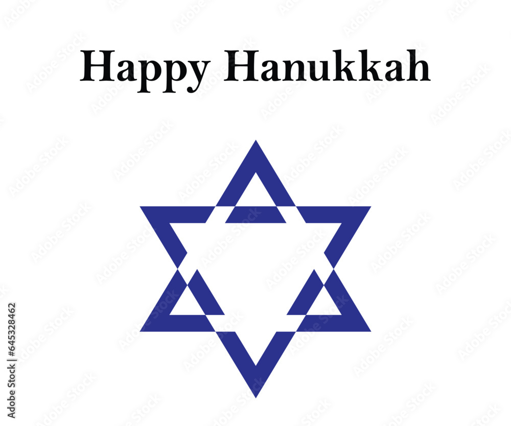 Happy Hanukkah star of david White and shiny star of religious celebration Happy Hanukkah star of david White and shiny star of religious celebration