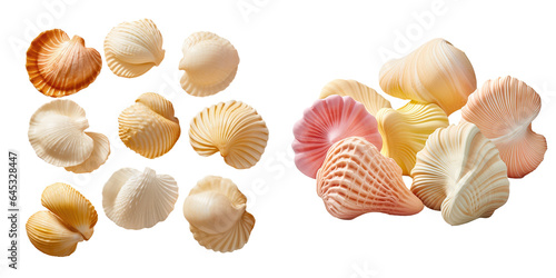 Large seashell shaped pasta for filling with various fillings on a blank transparent background