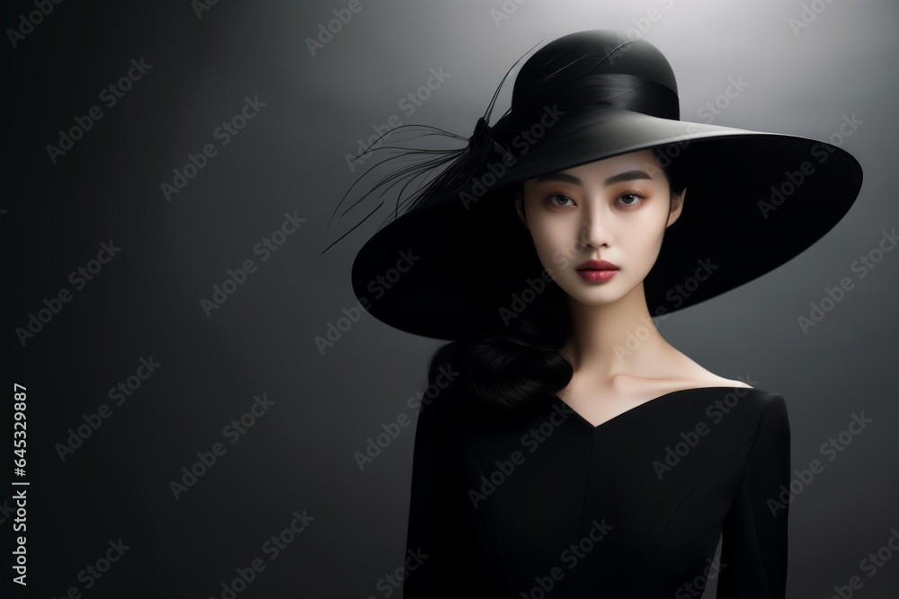 portrait of a woman in a black hat portrait of a woman in a black hat