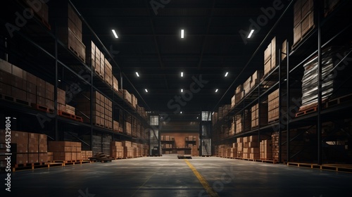 big industrial warehouse in smooth light