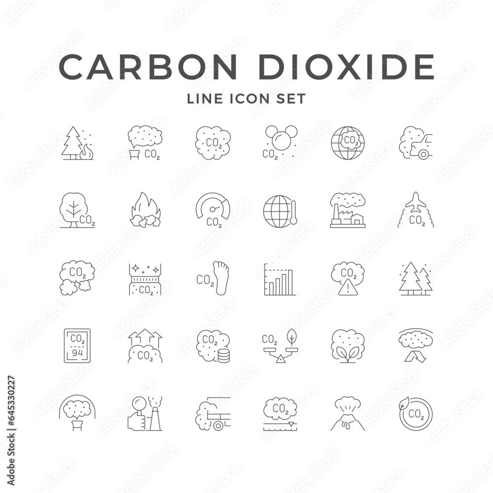 Set line icons of carbon dioxide Set line icons of carbon dioxide