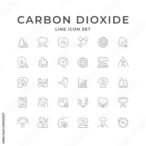 Set line icons of carbon dioxide