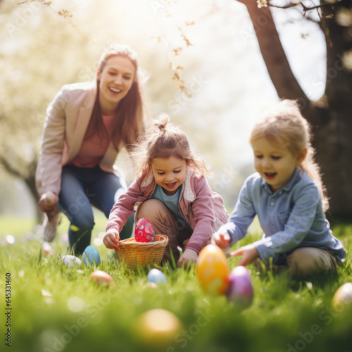 lifestyle photo easter egg hunt with children.