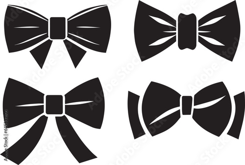 Vintage bow tie icon vector illustration set of group black color