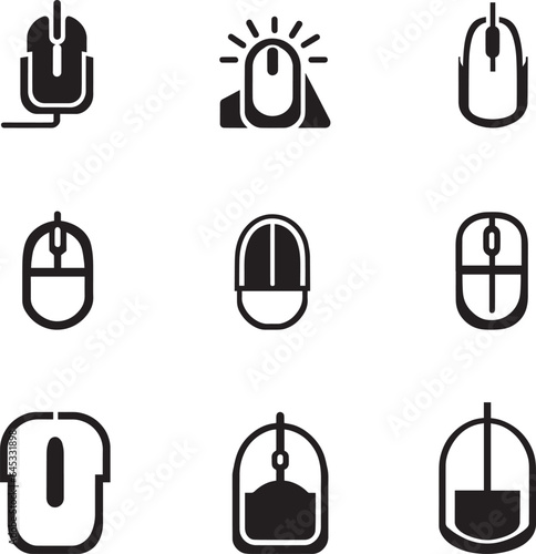 Computer Mouse Icon vector Illustration set of group