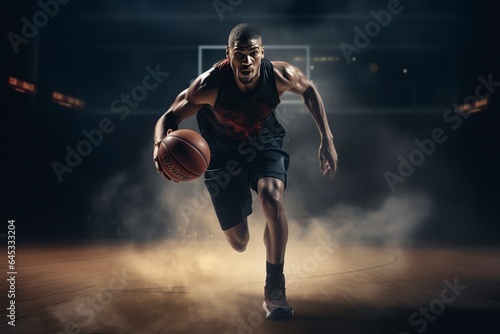 young black basketball player in action on the playing field © Jorge Ferreiro