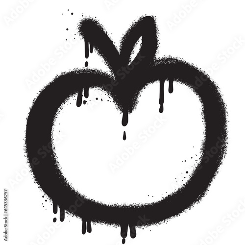 Emoticon apple graffiti with black spray paint.vector illustration.