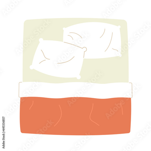 Comfortable king size bed semi flat colour vector object. Unmade bed. Editable cartoon clip art icon on white background. Simple spot illustration for web graphic design