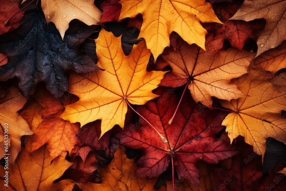 Fallen autumn leaves, fall season background