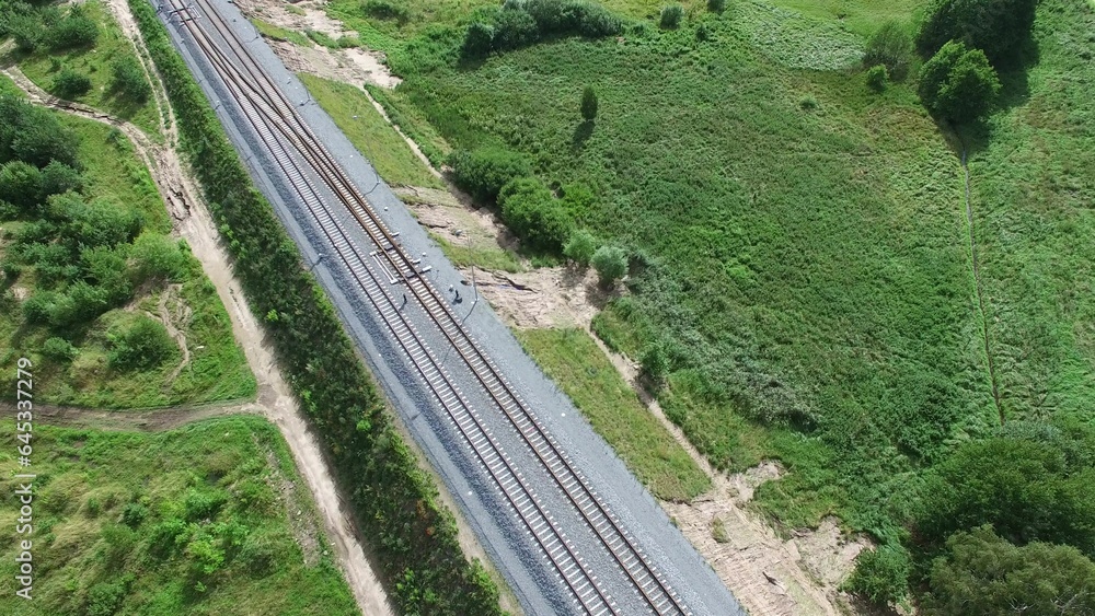Aerial of Empty Railway Tracks