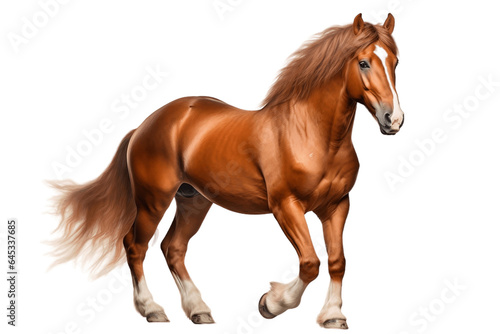 Fierce Brown Horse Isolated on a Transparent PNG Background. Generative Ai